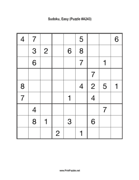 Sudoku - Easy A243 Printable Puzzle