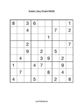 Sudoku - Easy A250 Printable Puzzle