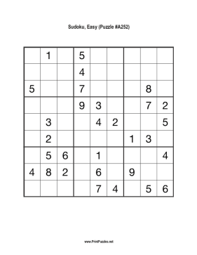 Sudoku - Easy A252 Printable Puzzle