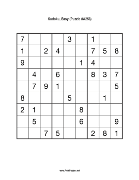 Sudoku - Easy A253 Printable Puzzle