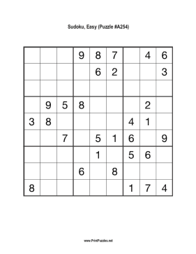 Sudoku - Easy A254 Printable Puzzle