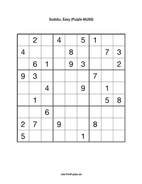 Sudoku - Easy A260 Printable Puzzle