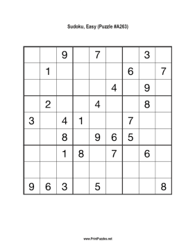 Sudoku - Easy A263 Printable Puzzle