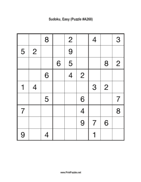 Sudoku - Easy A268 Printable Puzzle