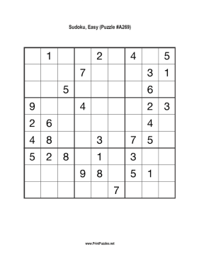Sudoku - Easy A269 Printable Puzzle