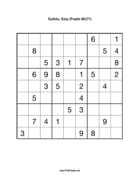 Sudoku - Easy A271 Printable Puzzle