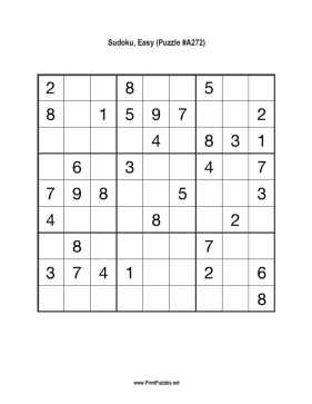 Sudoku - Easy A272 Printable Puzzle
