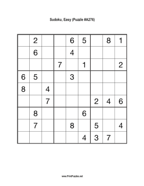 Sudoku - Easy A276 Printable Puzzle