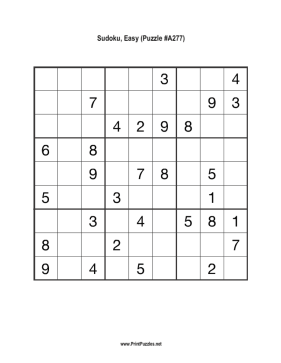 Sudoku - Easy A277 Printable Puzzle