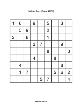 Sudoku - Easy A278 Printable Puzzle