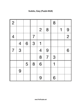 Sudoku - Easy A28 Printable Puzzle