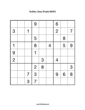 Sudoku - Easy A281 Printable Puzzle