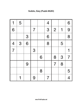 Sudoku - Easy A283 Printable Puzzle