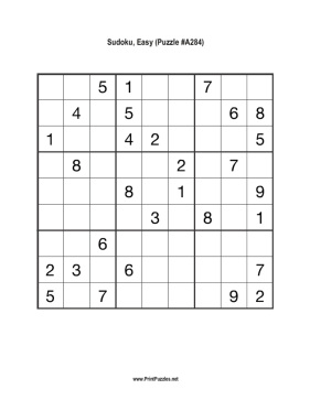 Sudoku - Easy A284 Printable Puzzle