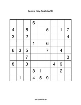 Sudoku - Easy A293 Printable Puzzle