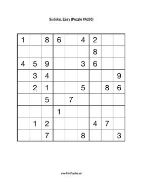 Sudoku - Easy A295 Printable Puzzle