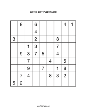 Sudoku - Easy A296 Printable Puzzle