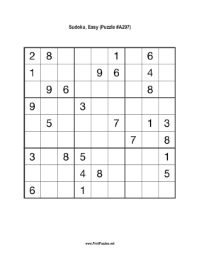 Sudoku - Easy A297 Printable Puzzle
