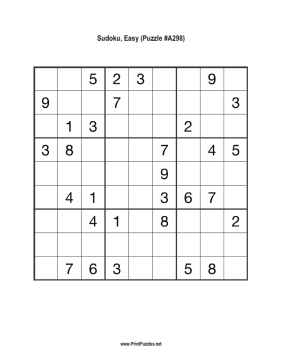 Sudoku - Easy A298 Printable Puzzle