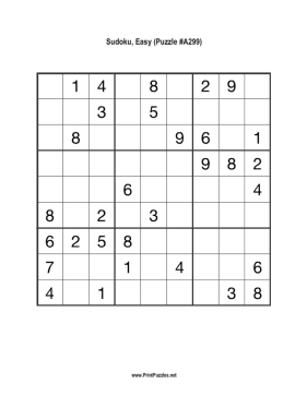 Sudoku - Easy A299 Printable Puzzle