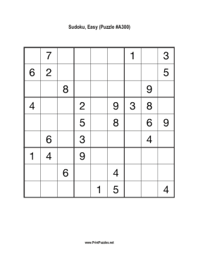 Sudoku - Easy A300 Printable Puzzle