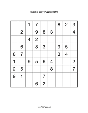 Sudoku - Easy A311 Printable Puzzle