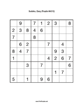 Sudoku - Easy A312 Printable Puzzle