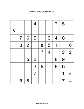 Sudoku - Easy A317 Printable Puzzle