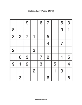Sudoku - Easy A318 Printable Puzzle