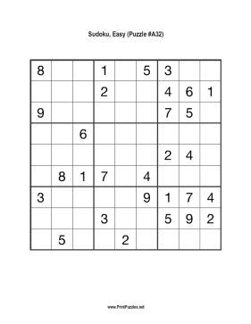 Sudoku - Easy A32 Printable Puzzle