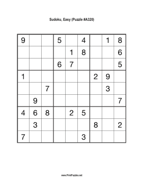 Sudoku - Easy A320 Printable Puzzle