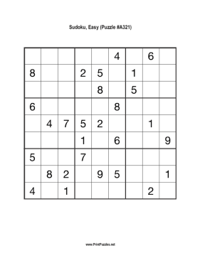 Sudoku - Easy A321 Printable Puzzle
