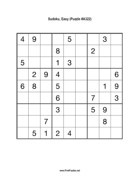 Sudoku - Easy A322 Printable Puzzle