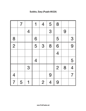 Sudoku - Easy A324 Printable Puzzle