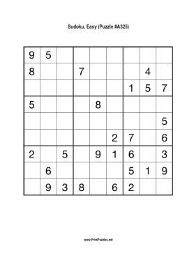 Sudoku - Easy A325 Printable Puzzle