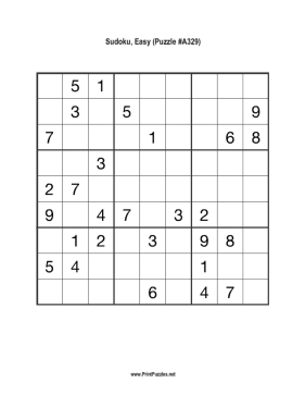 Sudoku - Easy A329 Printable Puzzle