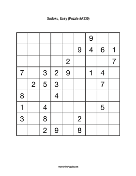 Sudoku - Easy A330 Printable Puzzle