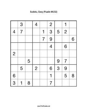 Sudoku - Easy A332 Printable Puzzle