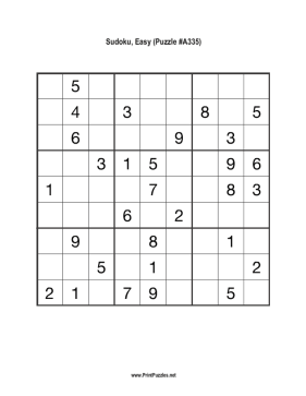 Sudoku - Easy A335 Printable Puzzle