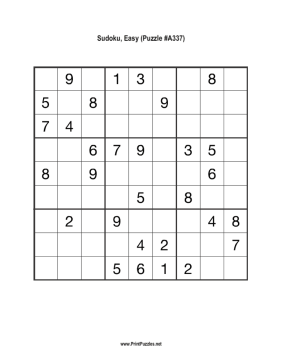 Sudoku - Easy A337 Printable Puzzle