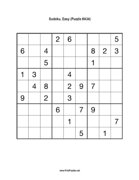 Sudoku - Easy A34 Printable Puzzle