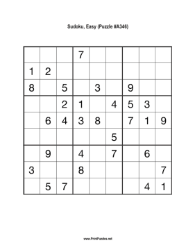 Sudoku - Easy A346 Printable Puzzle