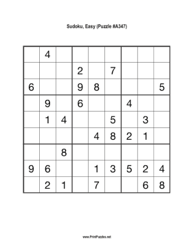 Sudoku - Easy A347 Printable Puzzle