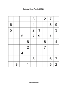 Sudoku - Easy A348 Printable Puzzle