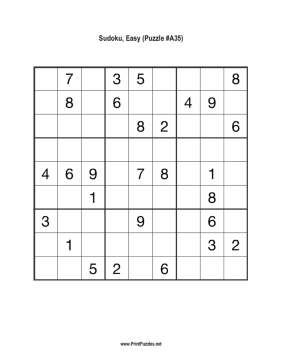 Sudoku - Easy A35 Printable Puzzle