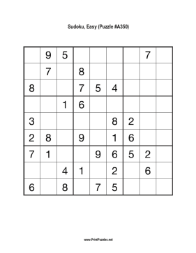 Sudoku - Easy A350 Printable Puzzle