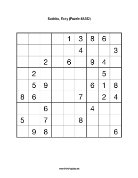 Sudoku - Easy A352 Printable Puzzle
