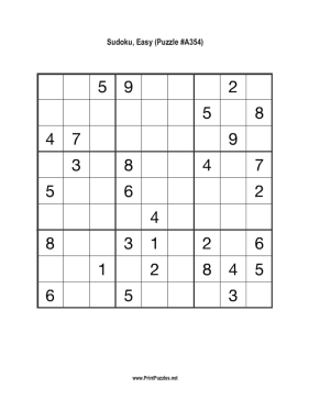 Sudoku - Easy A354 Printable Puzzle