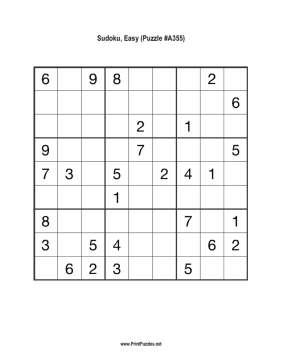 Sudoku - Easy A355 Printable Puzzle