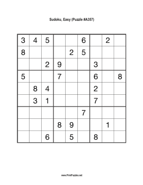 Sudoku - Easy A357 Printable Puzzle